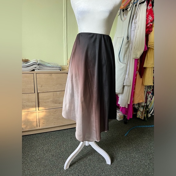 PRIMARK Brown & Black Ombre Handkerchief Asymmetrical Modest Slip Satin Skirt XS - Picture 7 of 16